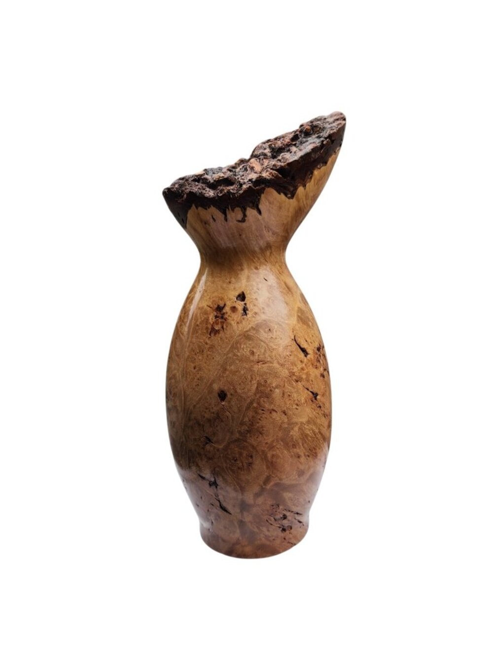Signed Art Siegel 11/14/99 Big Leaf Maple Burl Wood Turned Vessel Natural Edge